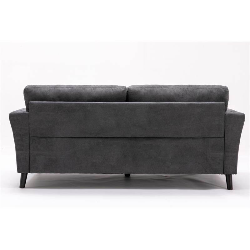 Pemberly Row Modern Gray Woven Fabric Sofa with Accent Pillows