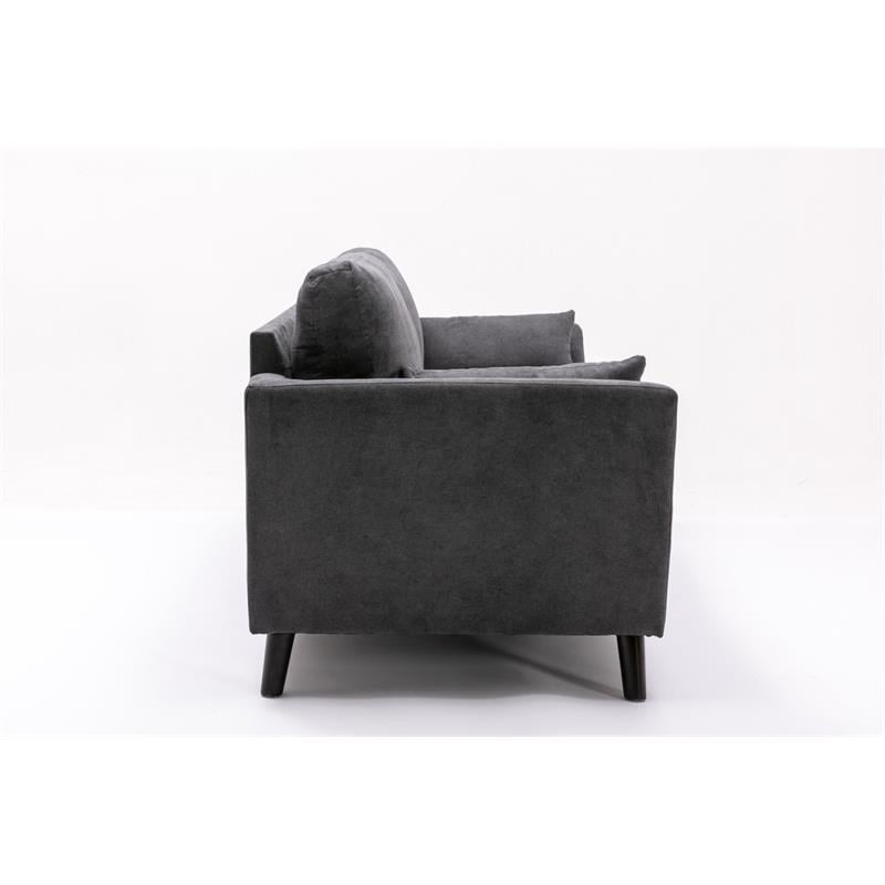 Pemberly Row Modern Gray Woven Fabric Sofa with Accent Pillows
