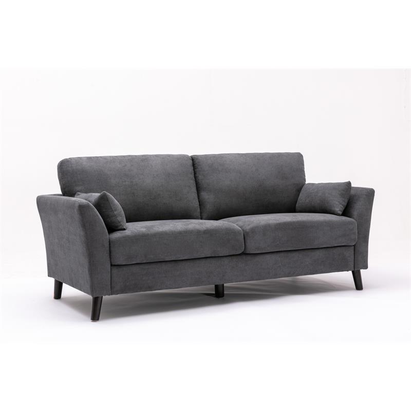 Pemberly Row Modern Gray Woven Fabric Sofa with Accent Pillows