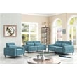 Pemberly Row Blue Chenille Sofa Loveseat Chair Living Room Set