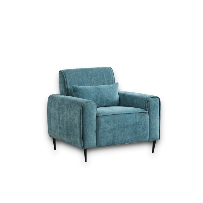 Pemberly Row Blue Chenille Sofa Loveseat Chair Living Room Set