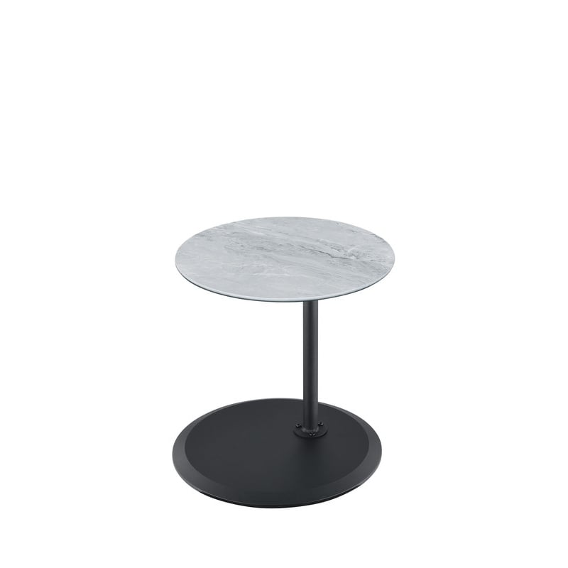 Pemberly Row End Table with Height Adjustable Gray Marble Textured Glass Top