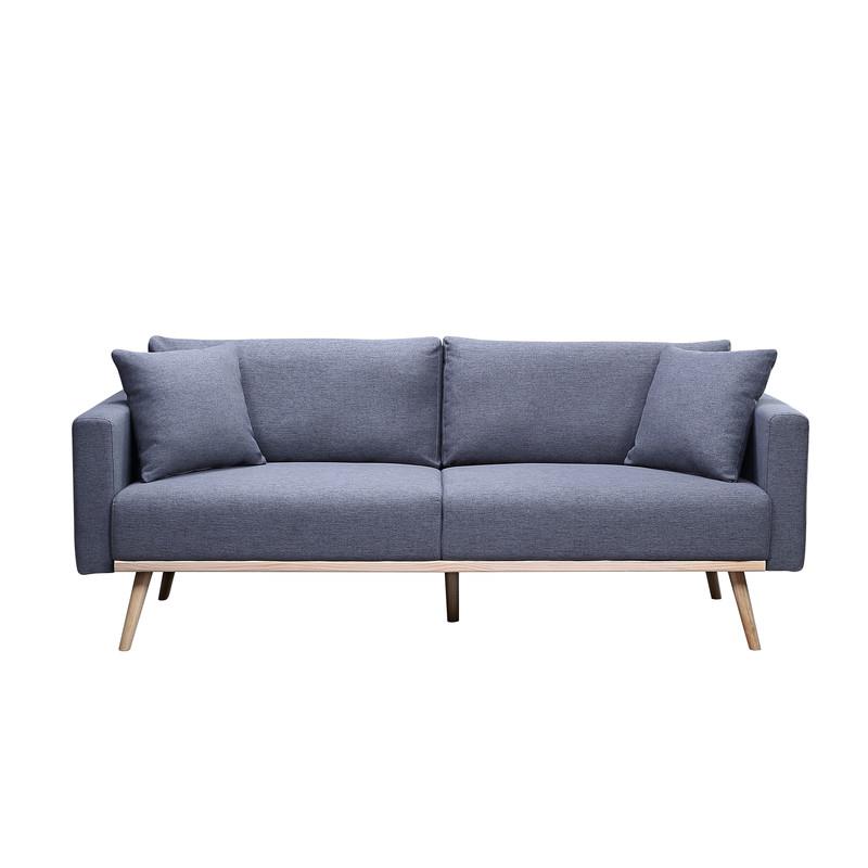 Pemberly Row Dark Gray Fabric Sofa with USB Charging Ports Pockets & Pillows