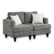 Pemberly Row Modern Gray Chenille Loveseat with Throw Pillows