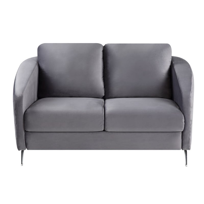 Pemberly Row Gray Velvet Fabric Sofa Loveseat Living Room Set