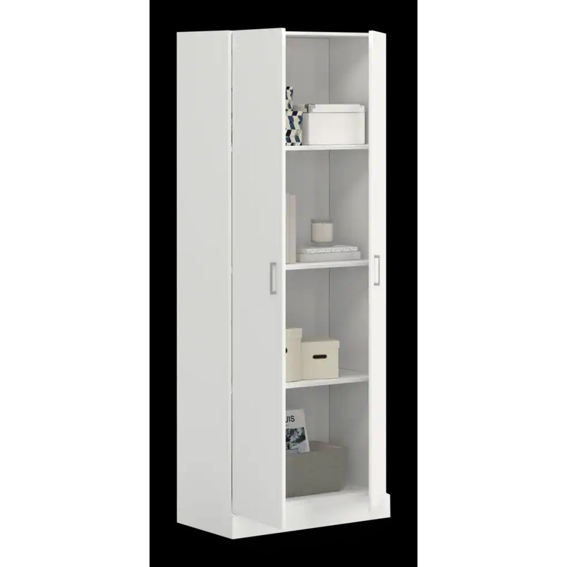 Pemberly Row 3-Shelf Engineered Wood Storage Cabinet in White