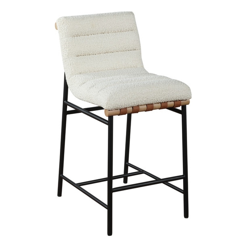 Pemberly Row Modern White Boucle Fabric Counter Height Chair