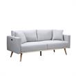 Pemberly Row Light Gray Fabric Sofa Loveseat Living Room Set with USB Ports