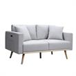 Pemberly Row Light Gray Fabric Sofa Loveseat Living Room Set with USB Ports