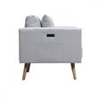 Pemberly Row Light Gray Fabric Sofa Loveseat Living Room Set with USB Ports