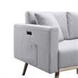 Pemberly Row Light Gray Fabric Sofa Loveseat Living Room Set with USB Ports