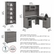 Pemberly Row Engineered Wood L Shaped Desk with Hutch and Storage in Modern Gray