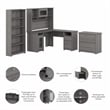 Pemberly Row Engineered Wood L Shaped Desk with Hutch and Storage in Modern Gray