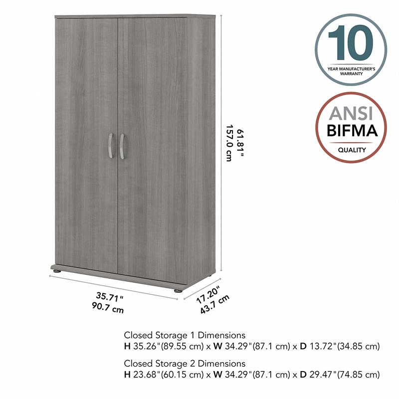 Pemberly Row Tall Clothing Storage Cabinet in Platinum Gray - Engineered Wood