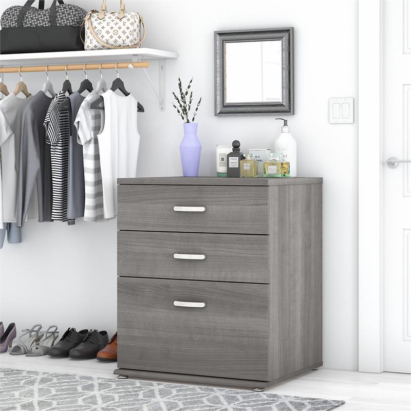 Pemberly Row Closet Organizer with Drawers in Platinum Gray - Engineered Wood