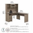 Pemberly Row 60W Sit to Stand L Desk with Hutch in Ash Gray - Engineered Wood
