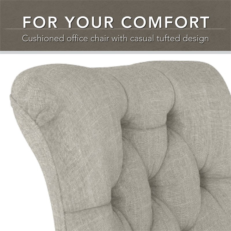 Pemberly Row Engineered Wood L-Shaped Desk and Chair Set in Cape Cod Gray
