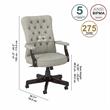 Pemberly Row Upholstered Fabric Office Chair with High Back in Light Gray