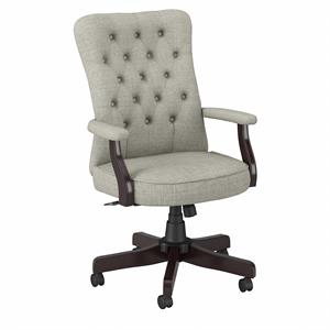 Pemberly Row Upholstered Fabric Office Chair with High Back in Light Gray