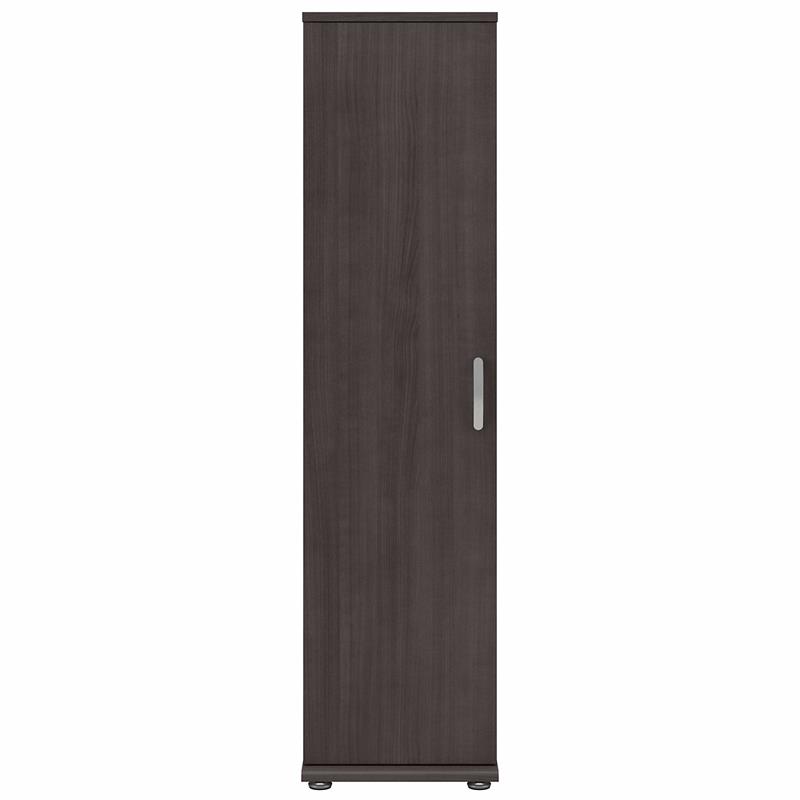 Pemberly Row Narrow Linen Tower with Door in Storm Gray - Engineered Wood