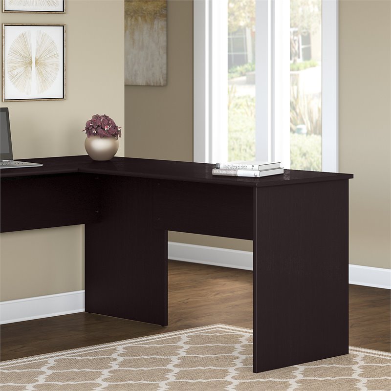 Pemberly Row Engineered Wood 42W Shell Desk Return in Espresso Oak