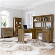 Pemberly Row Engineered Wood L Shaped Desk with Hutch & Storage - Reclaimed Pine