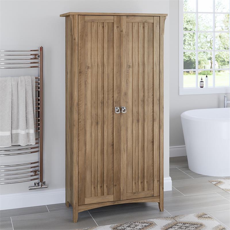 Pemberly Row Engineered Wood Bathroom Storage Cabinet w/ Doors - Reclaimed Pine