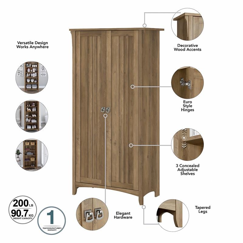 Pemberly Row Engineered Wood Bathroom Storage Cabinet w/ Doors - Reclaimed Pine