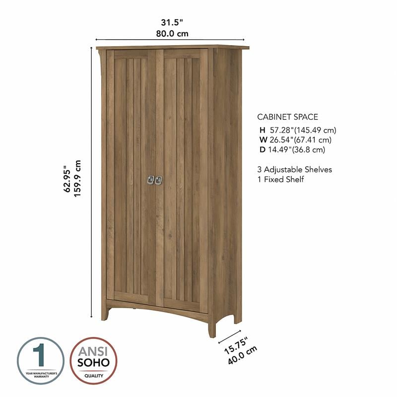Pemberly Row Engineered Wood Bathroom Storage Cabinet w/ Doors - Reclaimed Pine