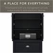 Pemberly Row Engineered Wood L Shaped Desk with Hutch & Storage Cabinet - Black