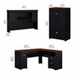 Pemberly Row Engineered Wood L Shaped Desk with Hutch & Storage Cabinet - Black