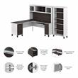Pemberly Row 72W L Desk with Hutch and Bookcase in White/Gray - Engineered Wood