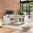 Pemberly Row 72W L Shaped Computer Desk with Storage in White - Engineered Wood