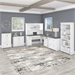 Pemberly Row L Desk 6 Pc Office Set in Pure White and Gray - Engineered Wood