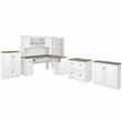 Pemberly Row L Desk 6 Pc Office Set in Pure White and Gray - Engineered Wood
