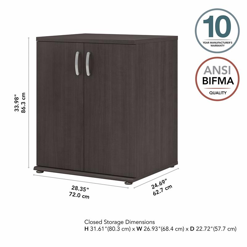 Pemberly Row Closet Organizer with Doors in Storm Gray - Engineered Wood