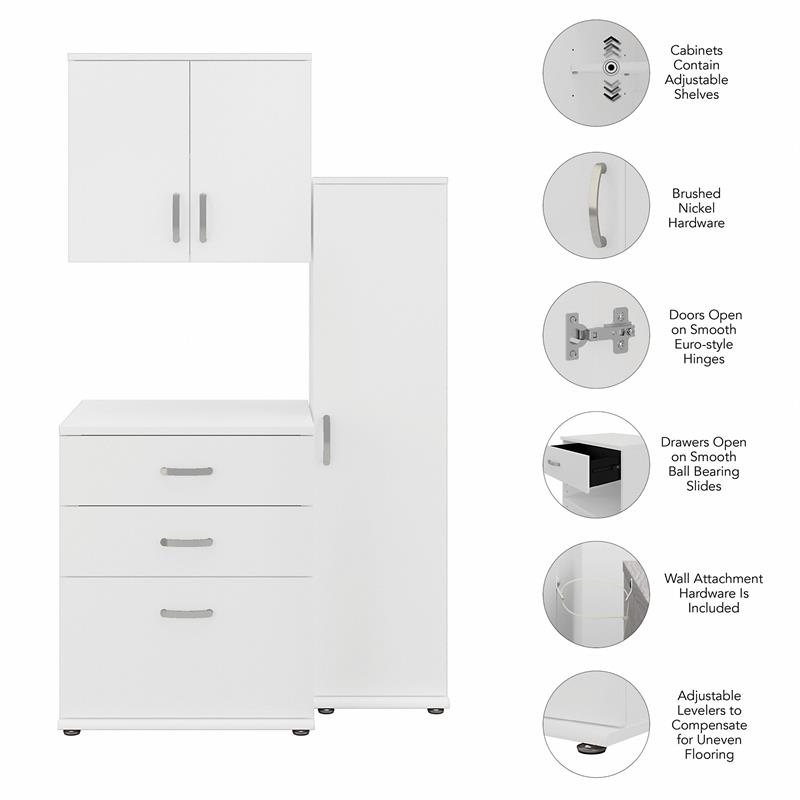 Pemberly Row 3 Piece Laundry Room Storage Set in White - Engineered Wood