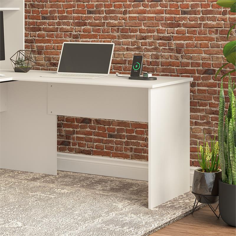 Pemberly Row Contemporary Desk Return in White - Engineered Wood