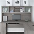 Pemberly Row 72W Desk Hutch in Platinum Gray - Engineered Wood
