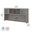 Pemberly Row 72W Desk Hutch in Platinum Gray - Engineered Wood