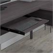 Pemberly Row Engineered Wood 72W L Desk with Hutch and File Cabinet - Storm Gray