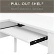 Pemberly Row Engineered Wood 60W L Shaped Desk with Hutch & File Cabinet - White