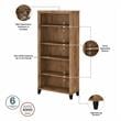 Pemberly Row Engineered Wood 60W L Desk with Hutch and Bookcase in Fresh Walnut