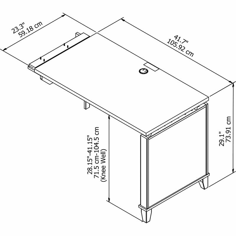 Pemberly Row Engineered Wood 42W 3 Position Sit to Stand Return in Fresh Walnut