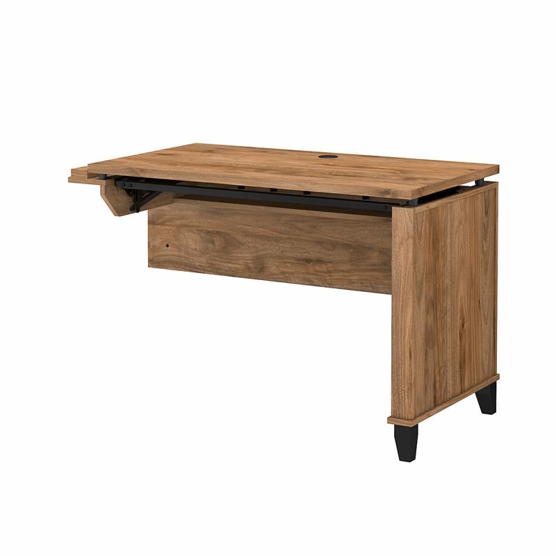 Pemberly Row Engineered Wood 42W 3 Position Sit to Stand Return in Fresh Walnut