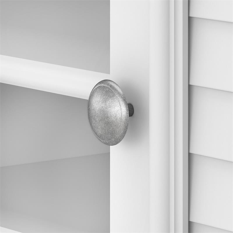 Pemberly Row 60W Hutch for L Shaped Desk in White and Gray - Engineered Wood