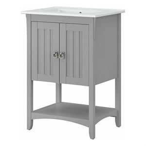 Pemberly Row 24&quotW Engineered Wood Bathroom Vanity with Sink in Cape Cod Gray
