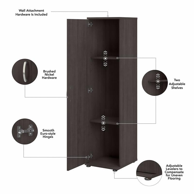 Pemberly Row Narrow Clothing Storage Cabinet in Storm Gray - Engineered Wood