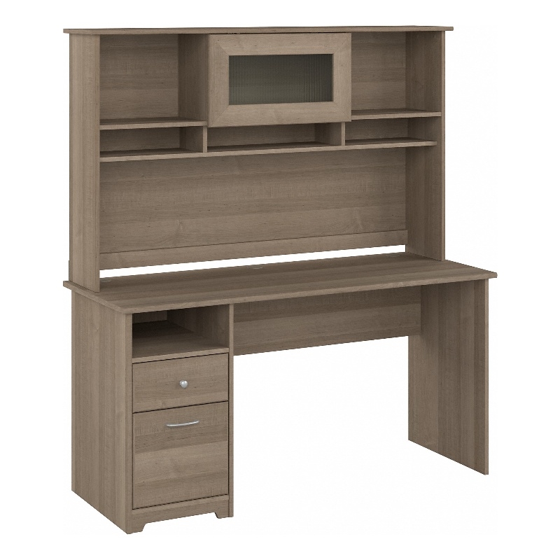 Pemberly Row 60W Computer Desk with Hutch in Ash Gray - Engineered Wood