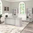 Pemberly Row Engineered Wood L Shaped Computer Desk with Bookcases - Linen White